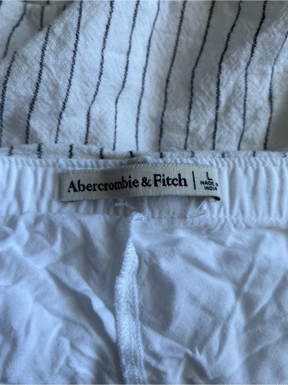 Abercrombie And Fitch White Black Stripped Linen Blend Mini Skort Skirt Large 32